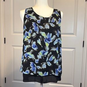 Apt. 9 Women's Sleeveless Floral Top - Black, Blue, and Yellow
